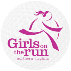 Girls on the Run logo on a golf ball.